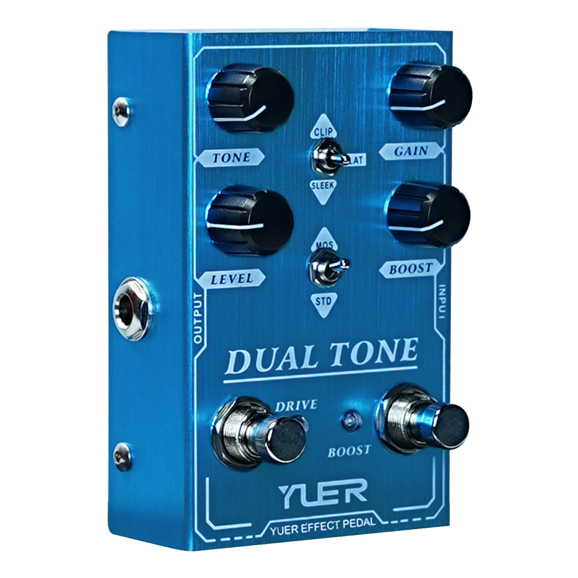 Gitarreneffektpedal, Overdrive-Pedal, Metallgehäuse, Blau, Doppelter Fußschalter
